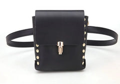 PU Cell Phone Waist Bag with Rivet Decoration for Women
