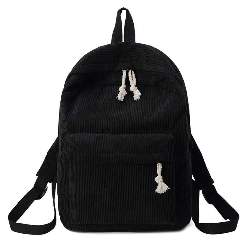 Corduroy Women Backpack Large Capacity School Bag for Girls