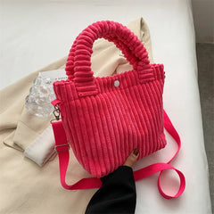 Womens Corduroy Bucket Shoulder Bag
