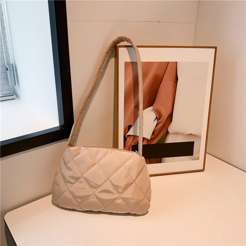 Quilted Ladies Commute Bag Soft Shoulder Bag for AutumnWinter