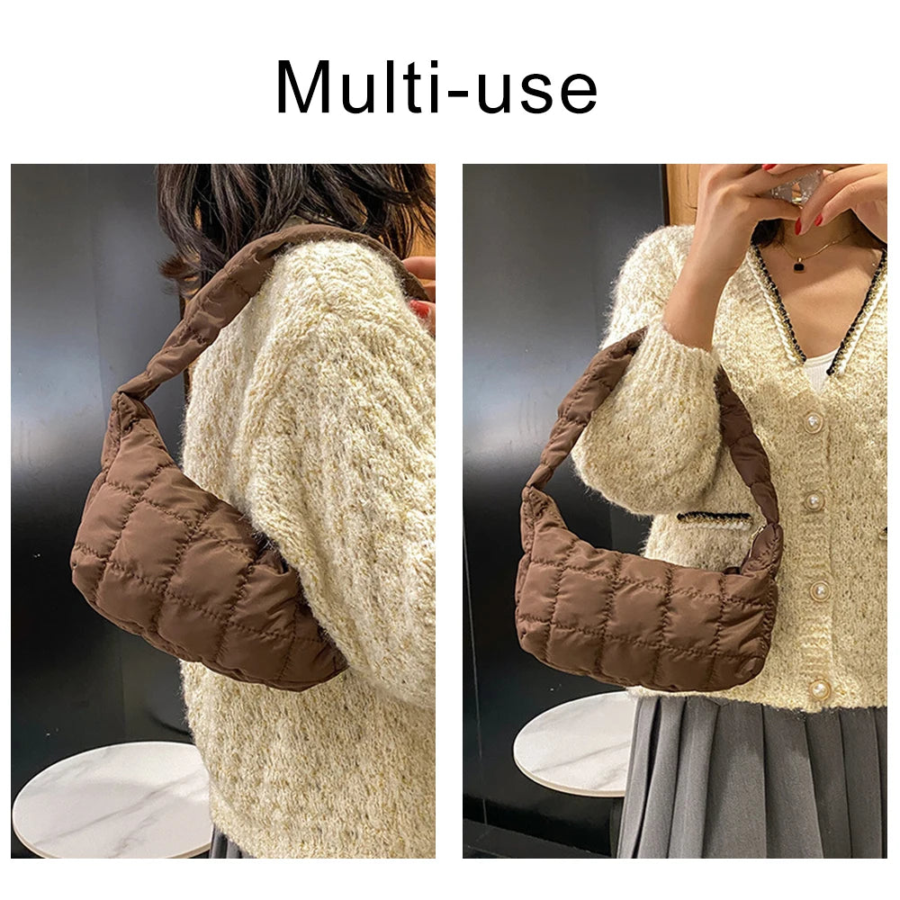 Quilted Cotton Padded Shoulder Bag for Women