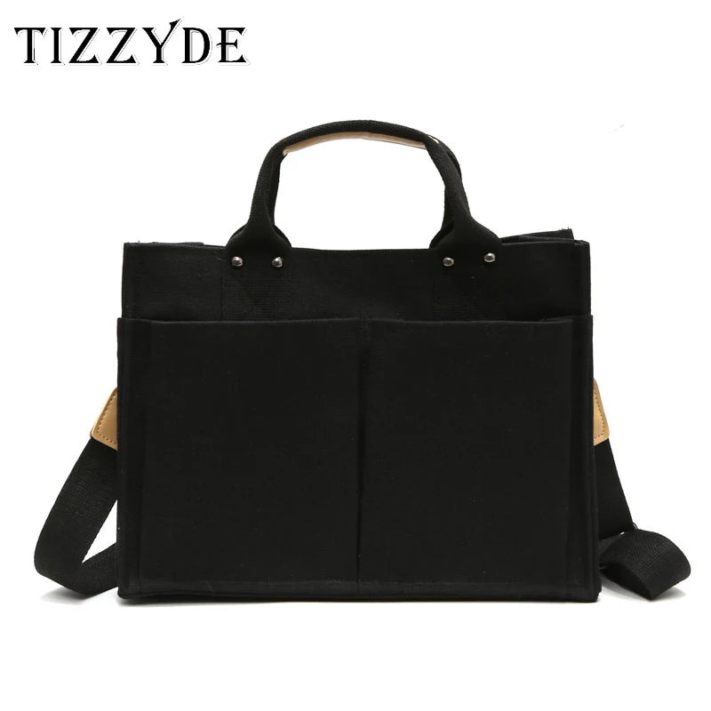 Cotton Canvas Shoulder Bag Large Capacity Foldable Reusable Shopping Bag