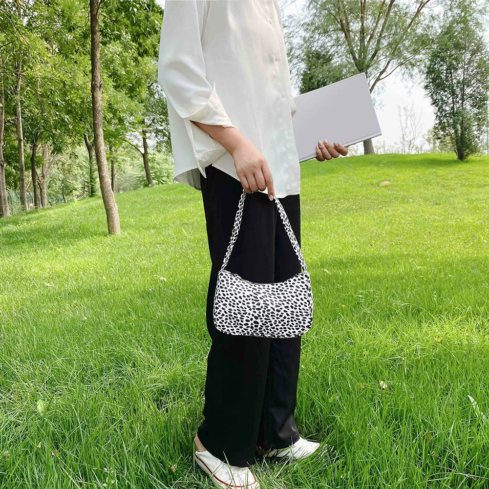 Cow Dot Printed Women Shoulder Handbags PU Leather Small Casual Female Underarm