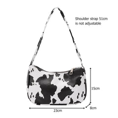 Cow Dot Printed Women Shoulder Handbags PU Leather Small Casual Female Underarm