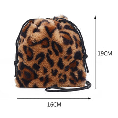 Leopard Printed Plush Crossbody Bag for Women