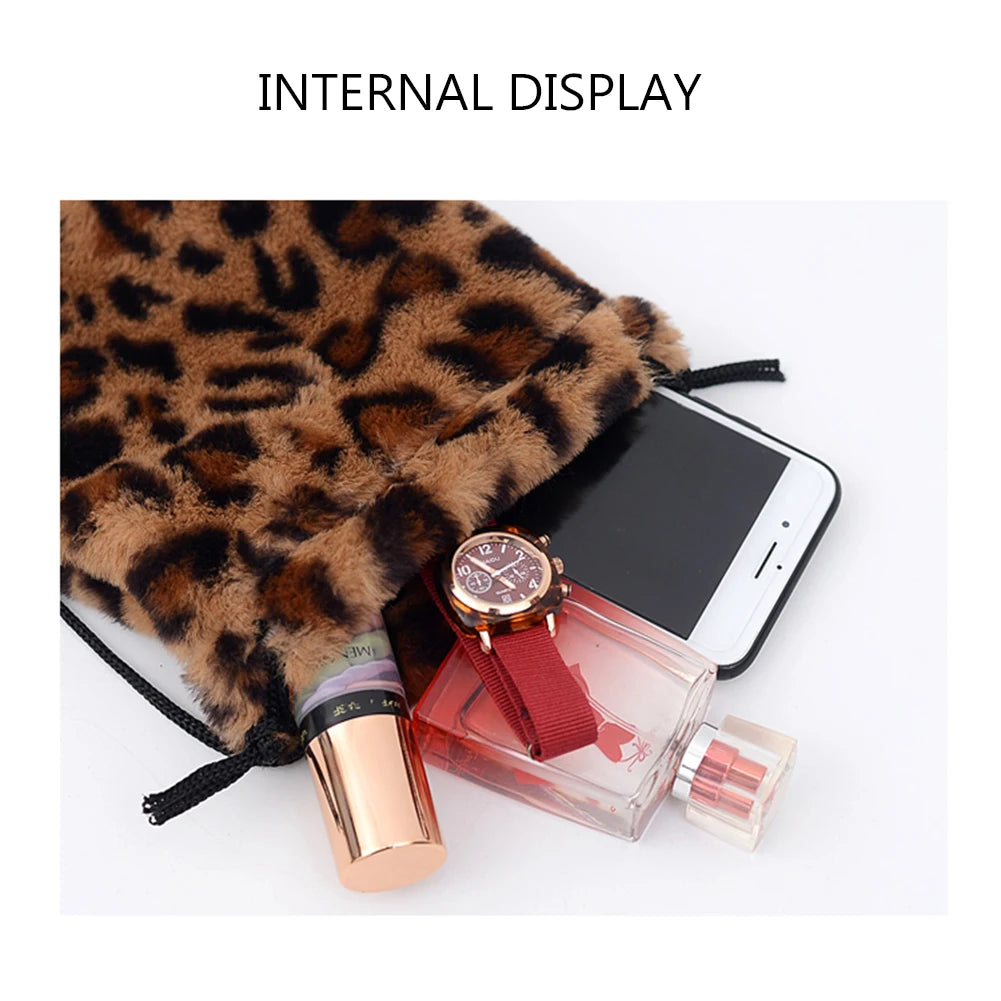 Leopard Printed Plush Crossbody Bag for Women