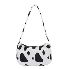 Cow Milk Print Nylon Shoulder Bag Top-handle Tote