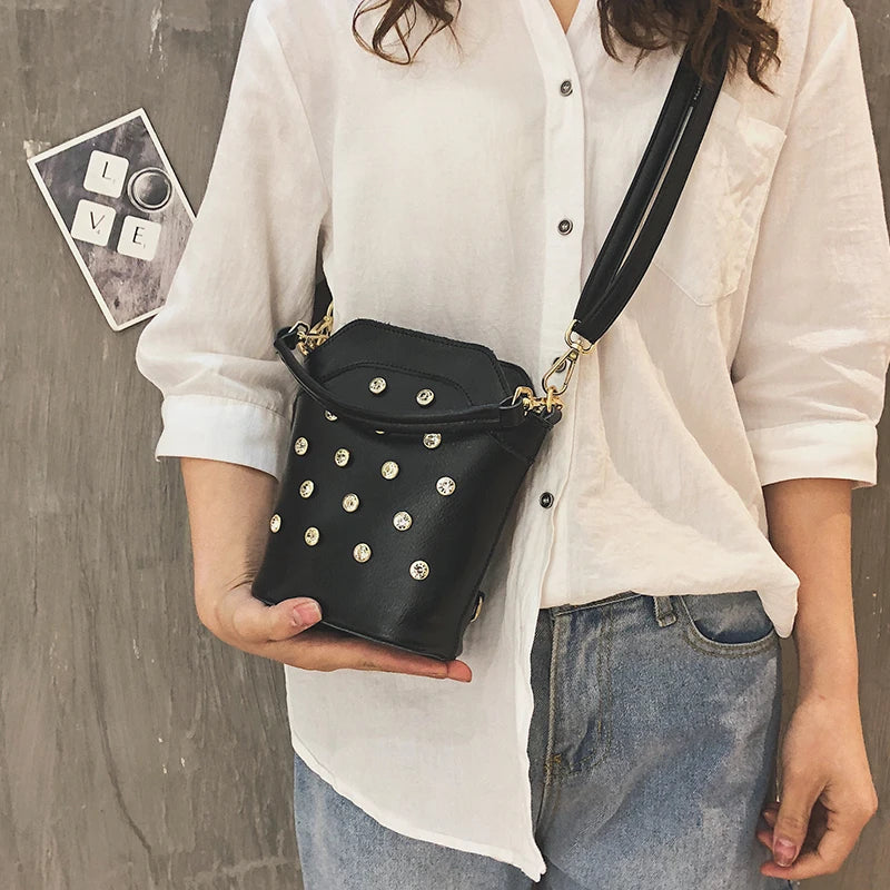 Cowhide Backpack Diamond Shoulder Bag Women's Messenger Bag