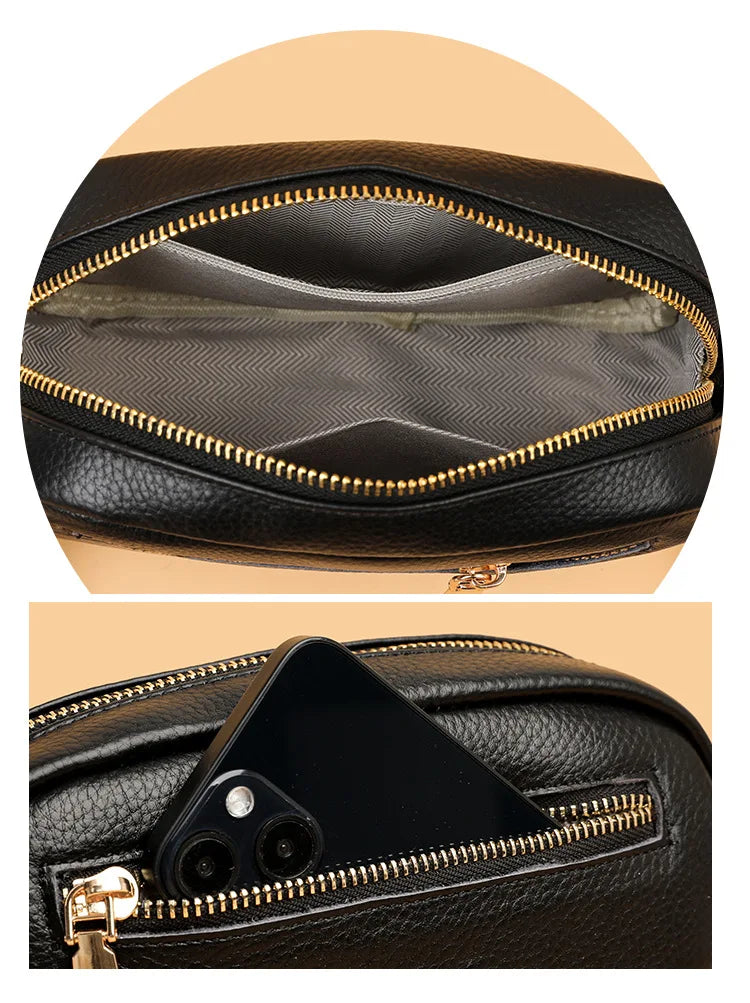 Cowhide Cell Phone Shoulder Bag Leather Messenger Bags