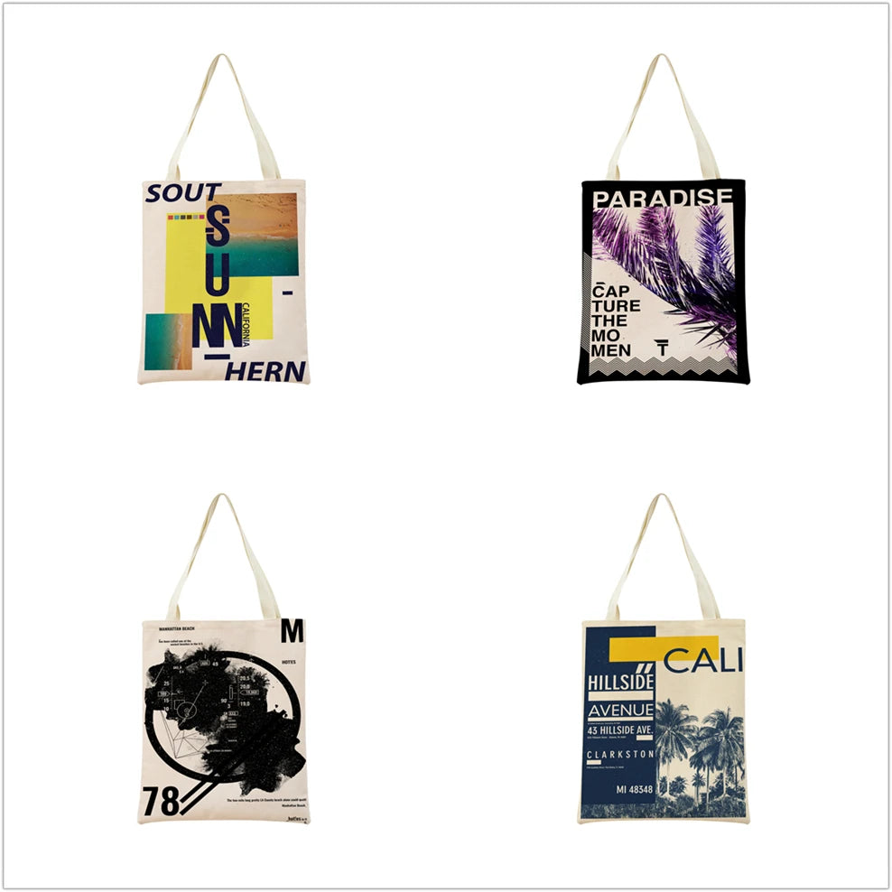 ECO Shopping Bag Foldable Portable Women Handbag Double Sided Print