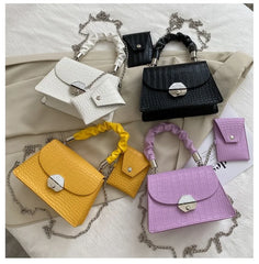 Crocodile Pattern Women Shoulder Bag Chain Handbag Female Travel Tote