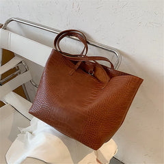 Crocodile Pattern Women Commute Tote Bags Large Capacity Shoulder Handbags