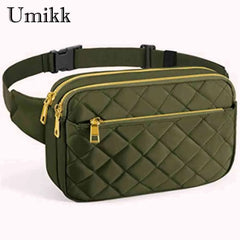 Rhombus Pattern Crossbody Bag with Multi-Pockets for Travel