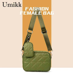 2 in 1 Crossbody Bag PU Leather Phone Pouch Quilted Camera Handbag with Coin Pur