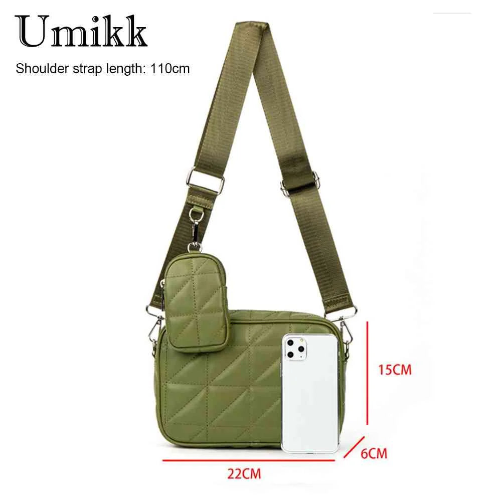 2 in 1 Crossbody Bag PU Leather Phone Pouch Quilted Camera Handbag with Coin Pur