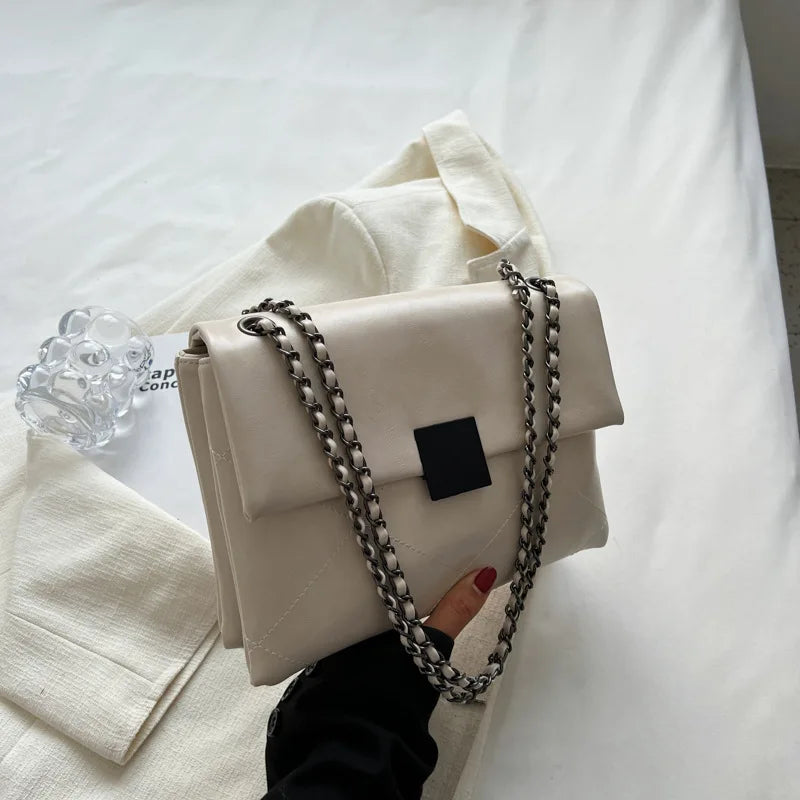 Women's Chain Crossbody Bag PU Leather Messenger Bag