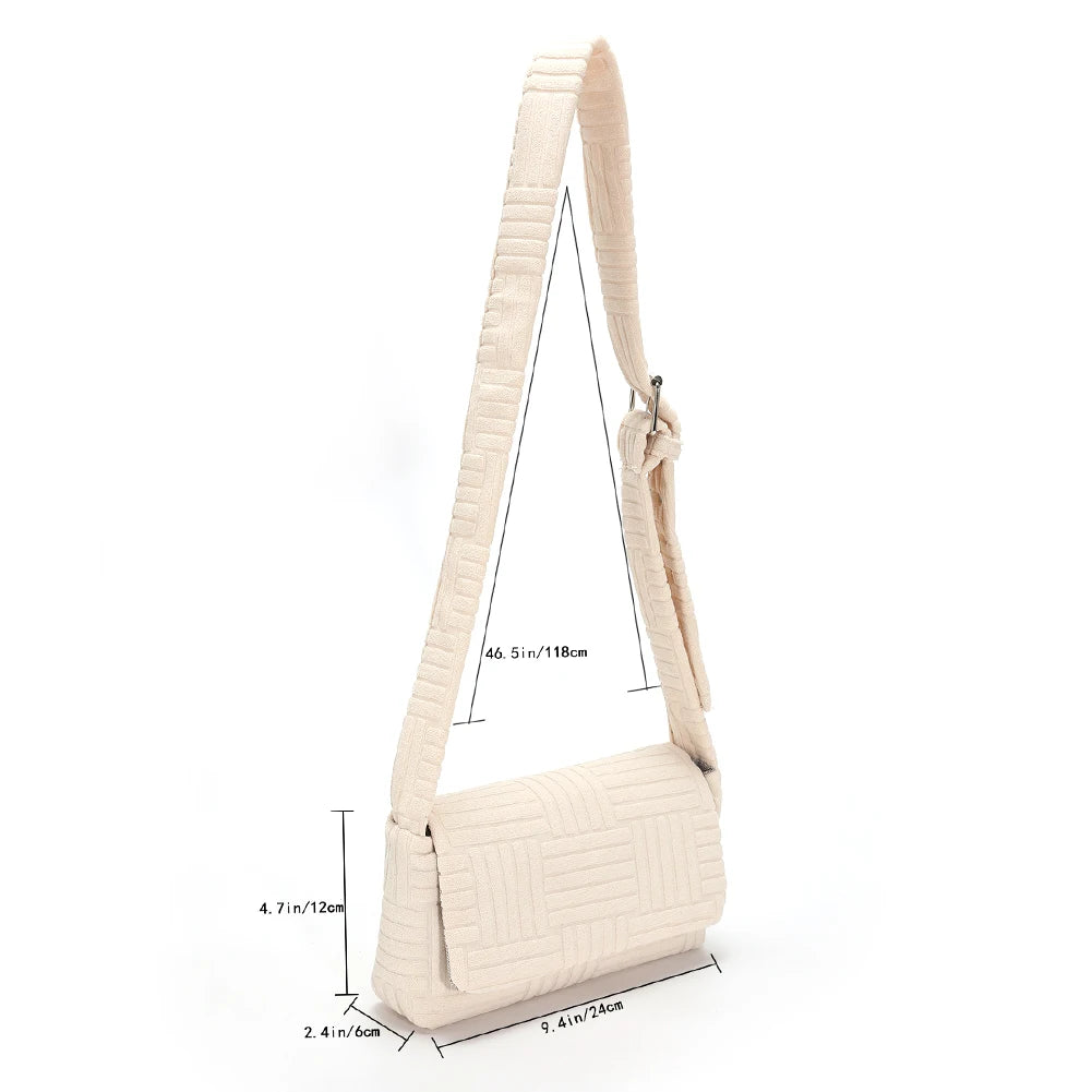 Corduroy Crossbody Bag Women Square Messenger Handbag Spring Satchel