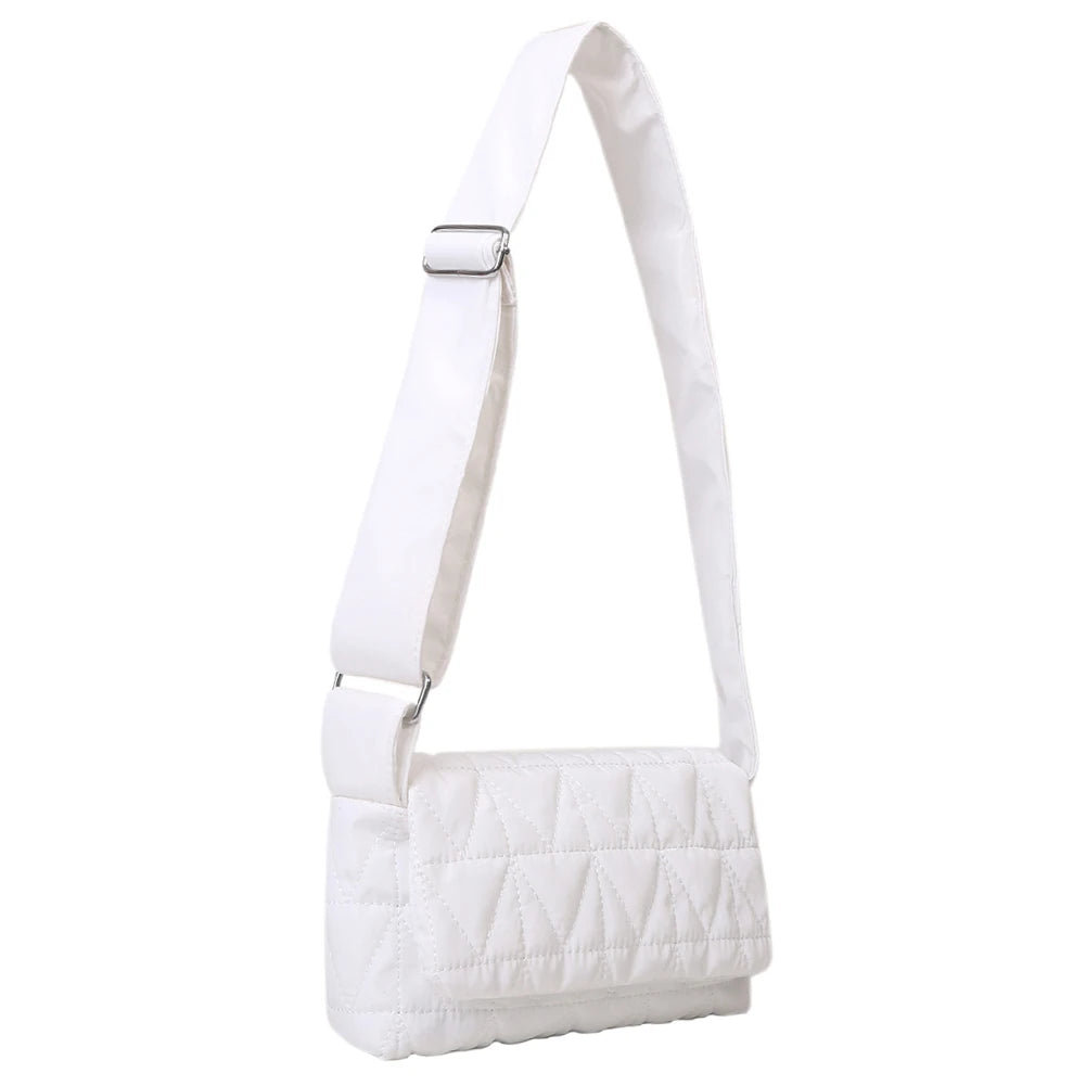Quilted Rhombus Crossbody Bag Small Square Wide Strap Purse