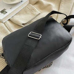 Rhombus Pattern Leather Crossbody Bag with Small Purse