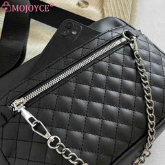 Rhombus Pattern Leather Crossbody Bag Women Handbag Vintage Female Travel