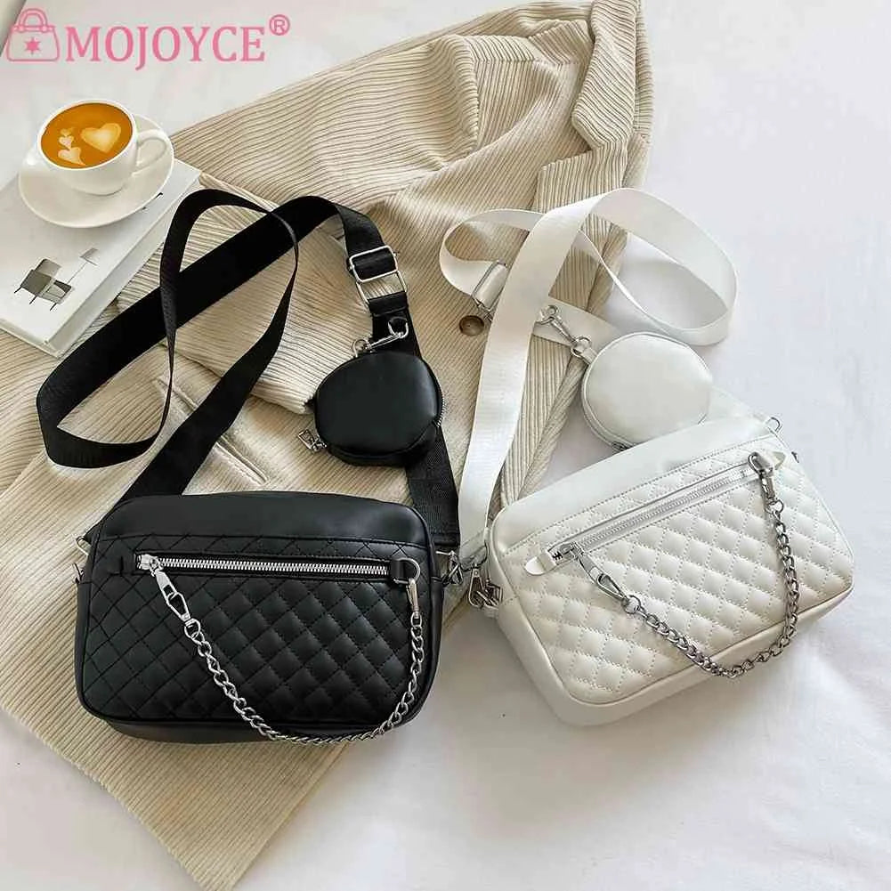 Rhombus Pattern Leather Crossbody Bag Women Handbag Vintage Female Travel