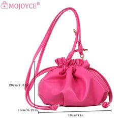 Y2K Style Crossbody Bag Leather Drawstring High Street Sweet Girls Purse
