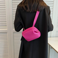 Leather Crossbody Chest Bag for Women Solid Shoulder Bag