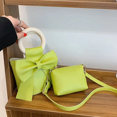 Women's Crossbody Shoulder Bags Set with Bowknot Handbag