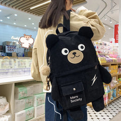 Corduroy Backpack for Women Large Capacity Shoulder Bag