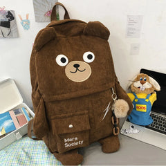 Corduroy Backpack for Women Large Capacity Shoulder Bag