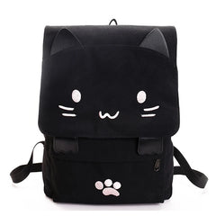 Cat Embroidery Canvas Student Bag Women Backpack