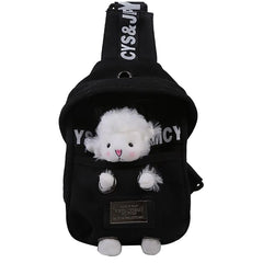 Plush Sheep Doll Chest Bag Canvas Shoulder Bag Messenger Pouch Phone Chest Bag