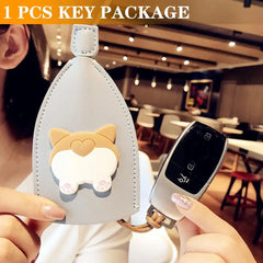 Dog Pull Type Key Bag PU Leather Holder Key Pouch Keychain