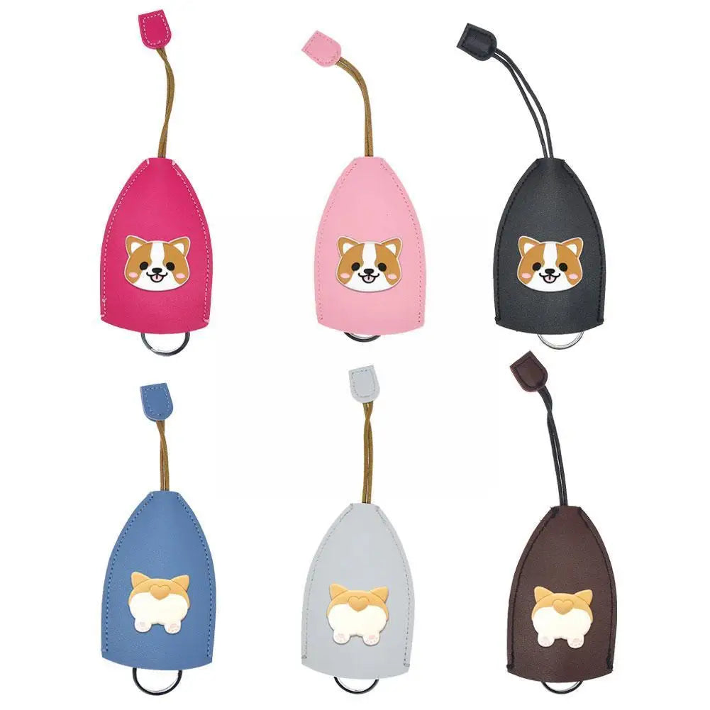 Dog Pull Type Key Bag PU Leather Holder Key Pouch Keychain