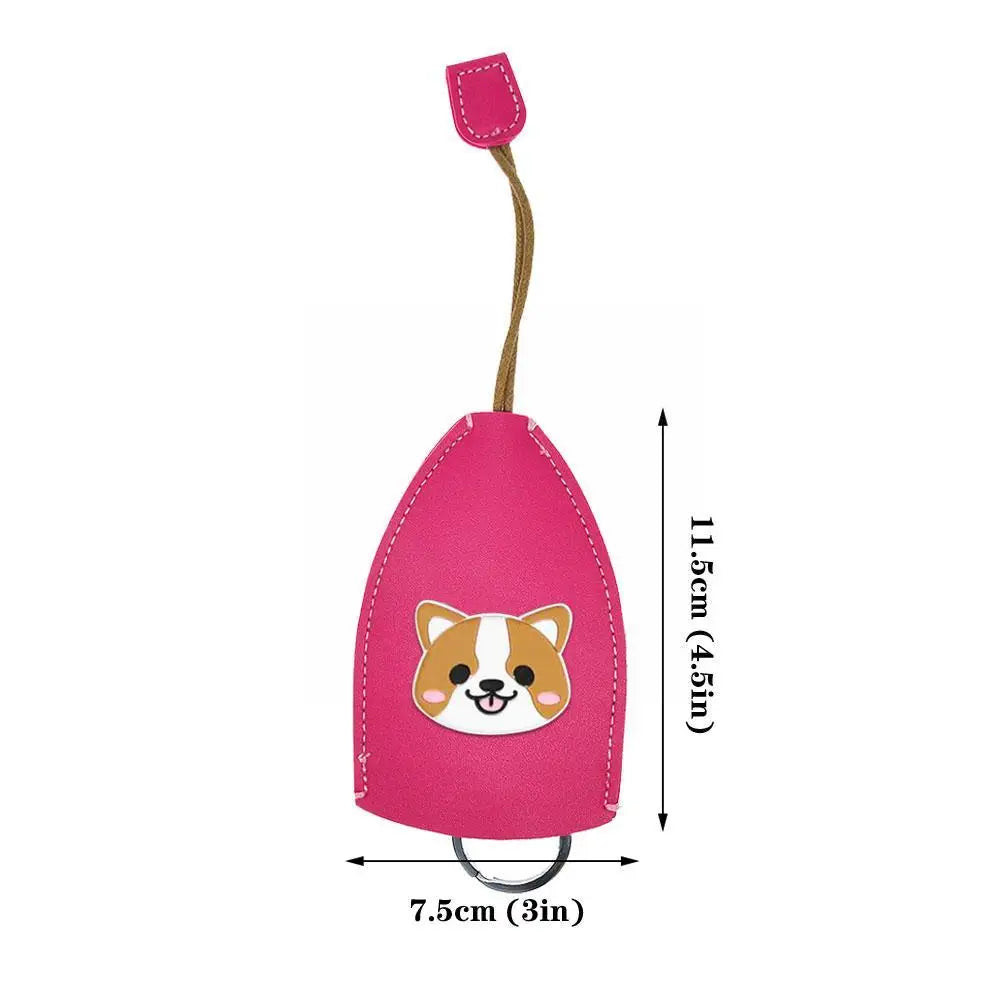 Dog Pull Type Key Bag PU Leather Holder Key Pouch Keychain