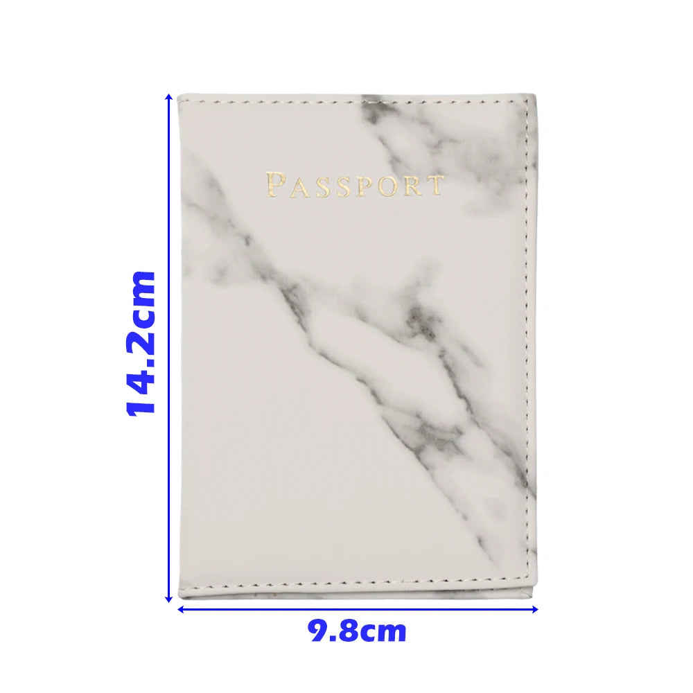 Marble Pattern Passport Cover PU Leather Travel Holder