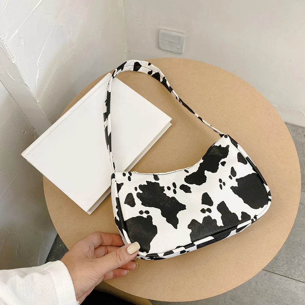 Milk Cow Print Women Messenger Bags Shoulder Mini Bags Travel Zipper Wallets