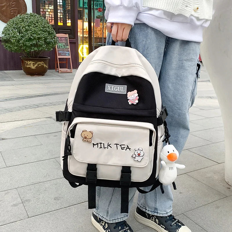 Nylon Schoolbag for Teenage Girl High Capacity Laptop Backpack
