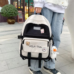 Nylon Schoolbag for Teenage Girl High Capacity Laptop Backpack