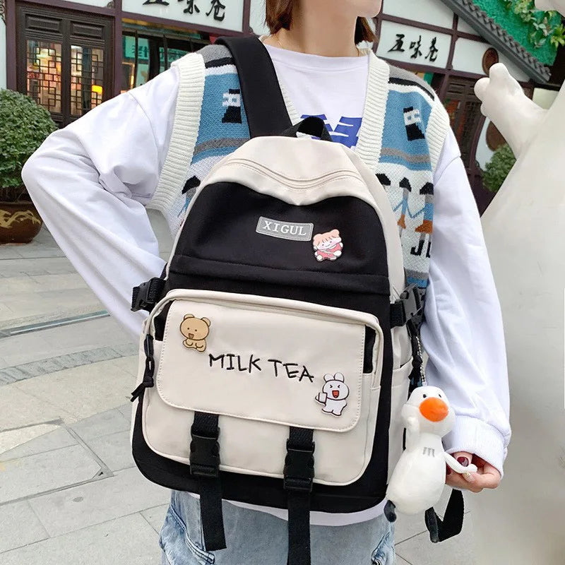 Nylon Schoolbag for Teenage Girl High Capacity Laptop Backpack