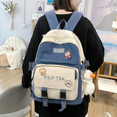 Nylon Schoolbag for Teenage Girl High Capacity Laptop Backpack