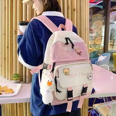Nylon Schoolbag for Teenage Girl High Capacity Laptop Backpack