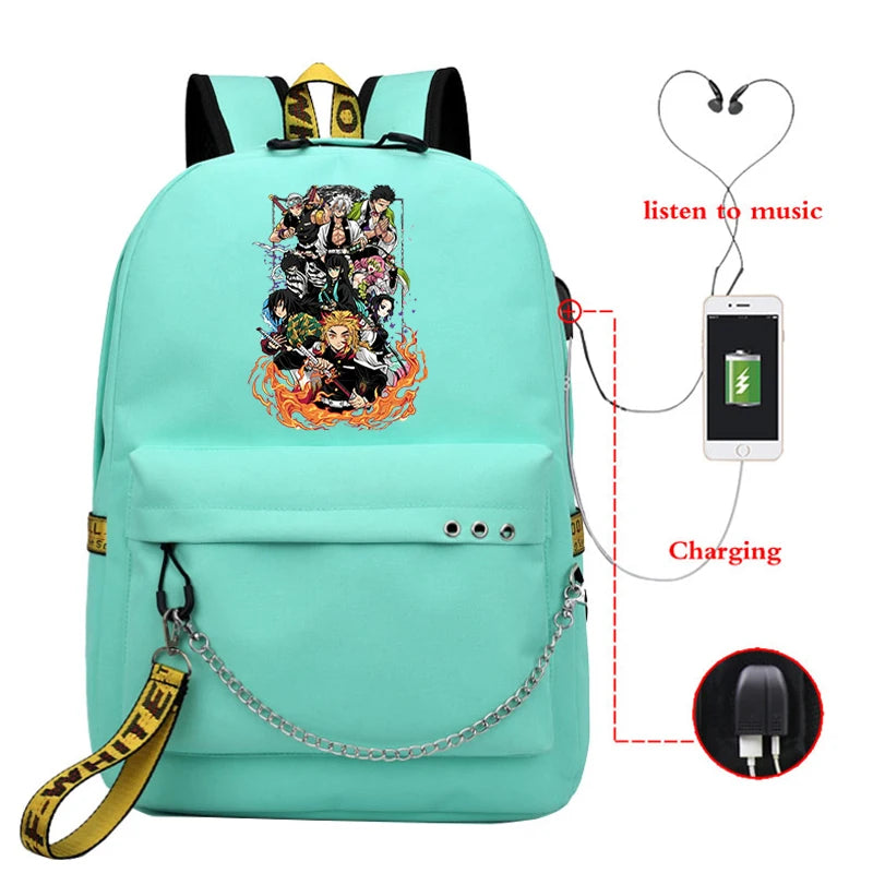 Demon Slayer Anime Backpacks Student School Bags Harajuku Large Capacity