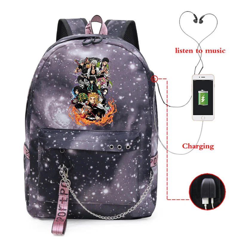 Demon Slayer Anime Backpacks Student School Bags Harajuku Large Capacity