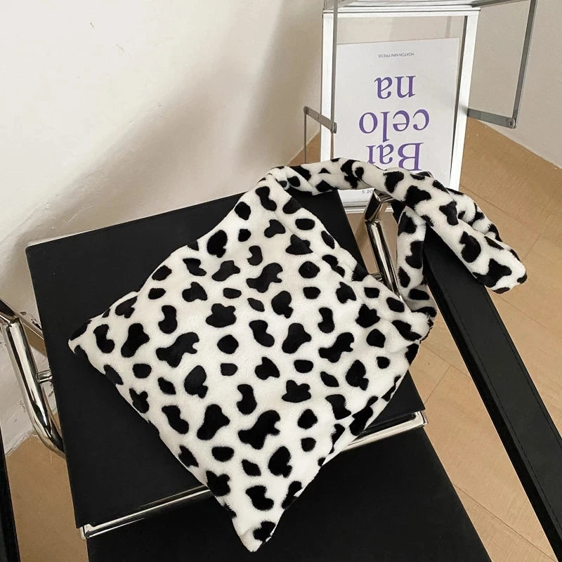 Cow Pattern Women Handbag Large Capacity Shoulder Hobo Bag