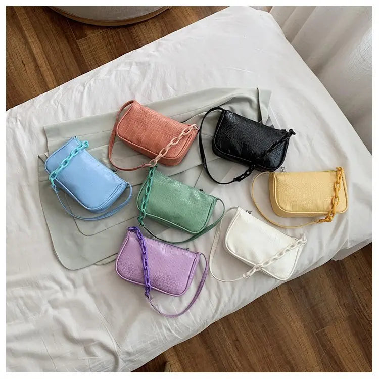 Crocodile Pattern Leather Armpit Bag for Women Small Shoulder Bags