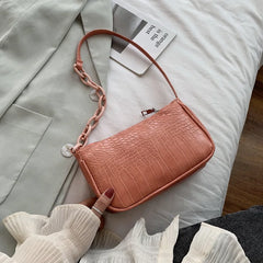 Crocodile Pattern Leather Armpit Bag for Women Small Shoulder Bags