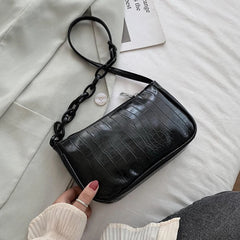 Crocodile Pattern Leather Armpit Bag for Women Small Shoulder Bags