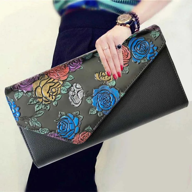 Embossed Hand Painted Clutch Bag Cross-body Envelope Bag