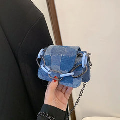 Small Chain Crossbody Denim Handbag for Women